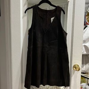 Brown suede mini dress